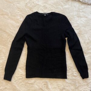 Cashmere Saks Fifth Avenue Black V-Neck Sweater